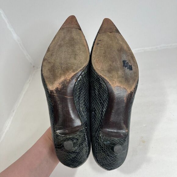 y2k Stuart Weitzman Grey Python Snakeprint Leather Pointed Toe Heels Size 8.5 - Picture 8 of 11